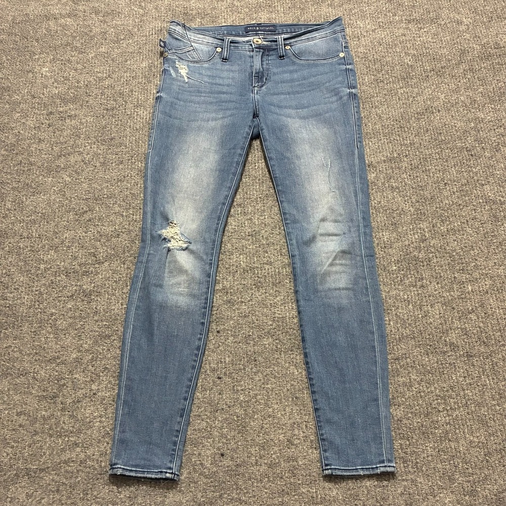 Rock & Republic Kashmiere Womens Skinny Jeans Size 6M Blue Denim Distressed